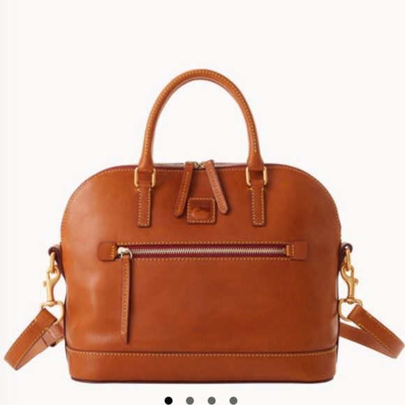 New Dooney Bourke Florentine Leather Domed Satchel Natural